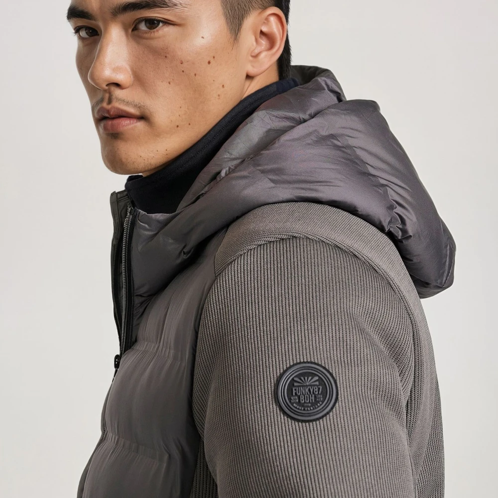 FUNKY BUDDHA Ανδρικό casual μπουφάν σε rib ύφανση