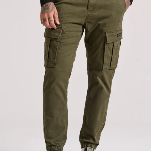 FUNKY BUDDHA Ανδρικό comfort cargo παντελόνι με cuffed τελείωμα