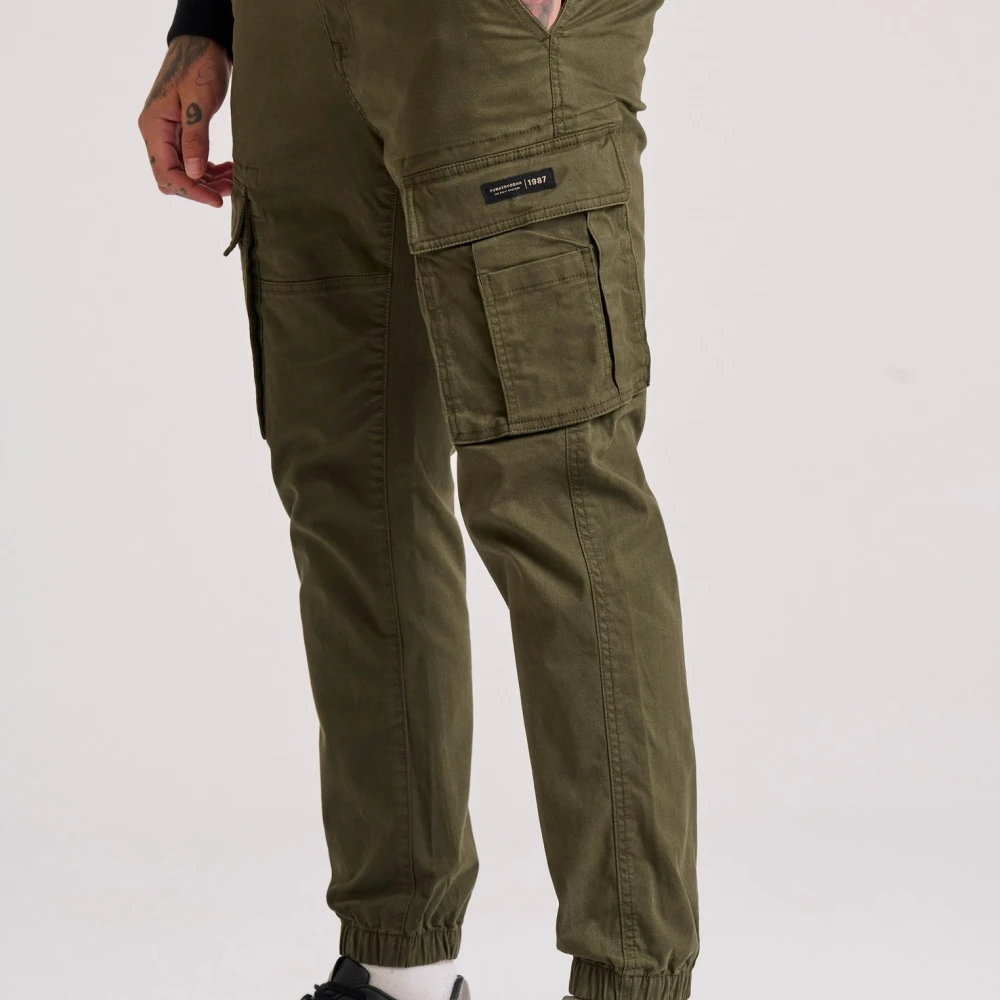 FUNKY BUDDHA Ανδρικό comfort cargo παντελόνι με cuffed τελείωμα