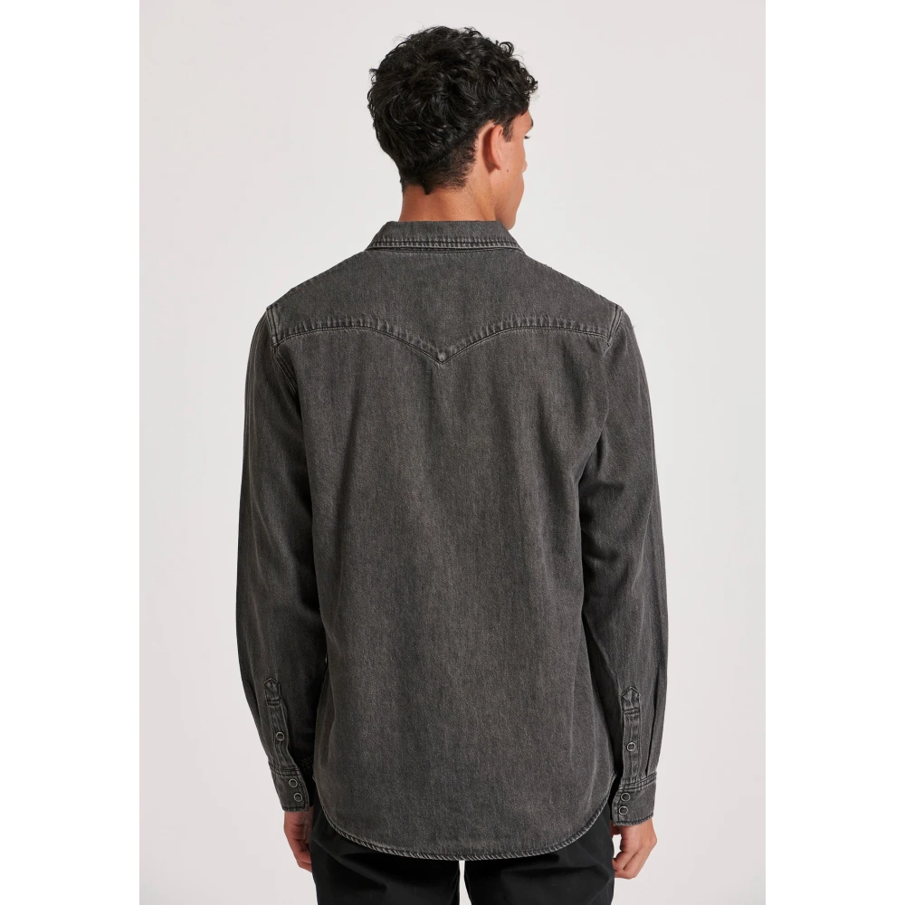 FUNKY BUDDHA Ανδρικό denim πουκάμισο με washed effects
