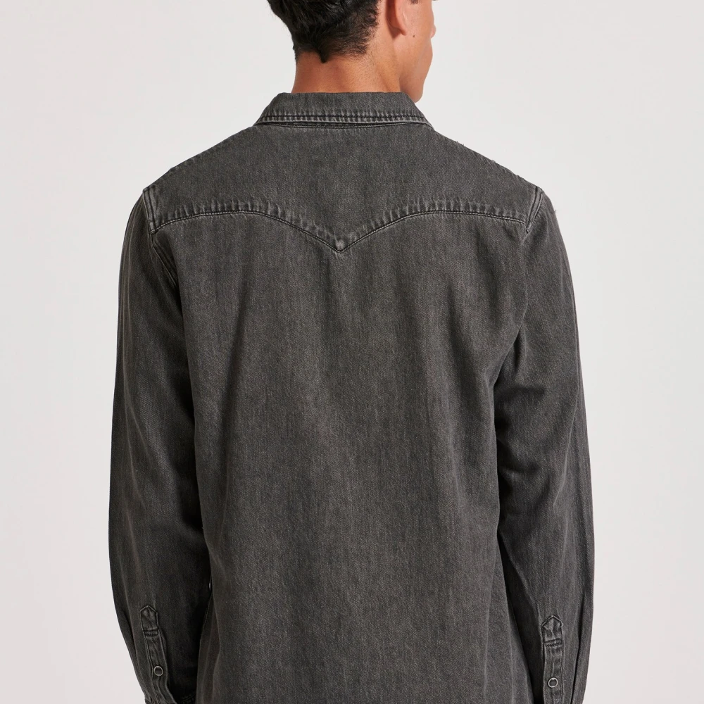 FUNKY BUDDHA Ανδρικό denim πουκάμισο με washed effects