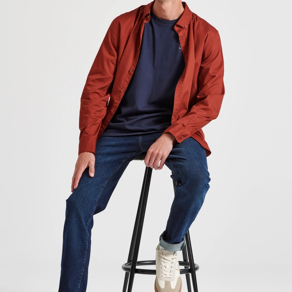 FUNKY BUDDHA Ανδρικό garment dyed twill πουκάμισο