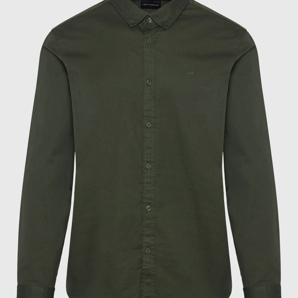 FUNKY BUDDHA Ανδρικό garment dyed twill πουκάμισο