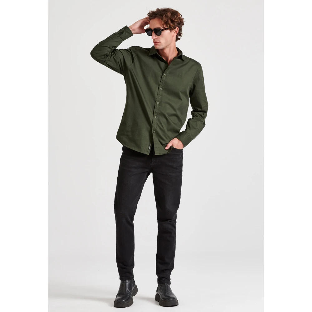 FUNKY BUDDHA Ανδρικό garment dyed twill πουκάμισο