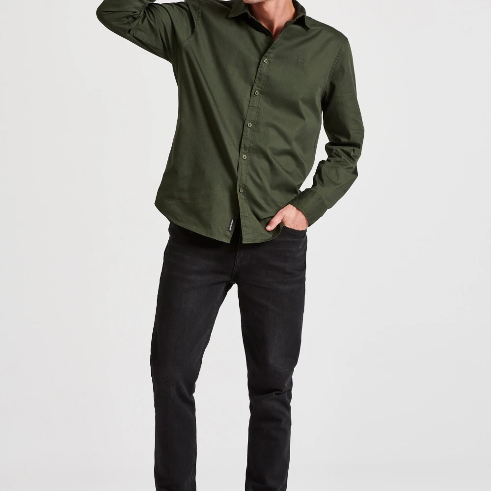 FUNKY BUDDHA Ανδρικό garment dyed twill πουκάμισο