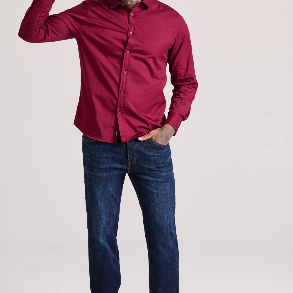 FUNKY BUDDHA Ανδρικό garment dyed twill πουκάμισο