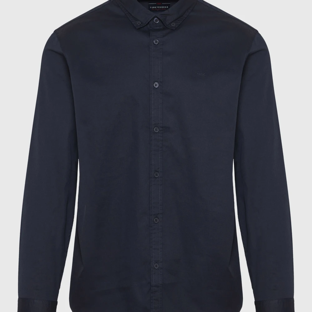 FUNKY BUDDHA Ανδρικό garment dyed twill πουκάμισο