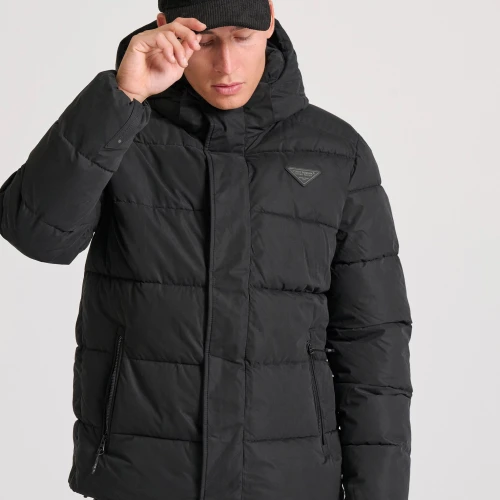 FUNKY BUDDHA Ανδρικό puffer μπουφάν με αποσπώμενη κουκούλα