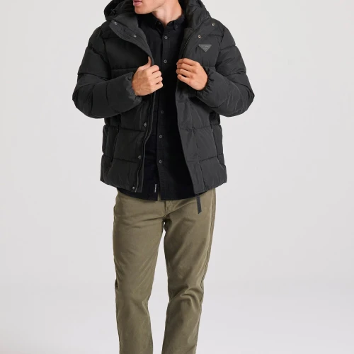 FUNKY BUDDHA Ανδρικό puffer μπουφάν με αποσπώμενη κουκούλα