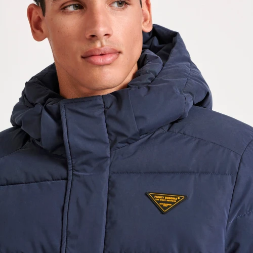 FUNKY BUDDHA Ανδρικό puffer μπουφάν με αποσπώμενη κουκούλα