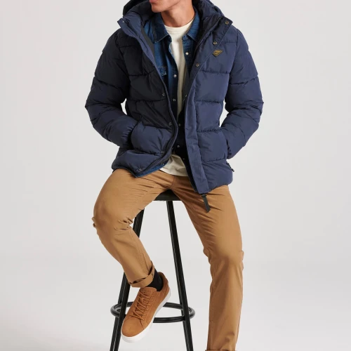 FUNKY BUDDHA Ανδρικό puffer μπουφάν με αποσπώμενη κουκούλα