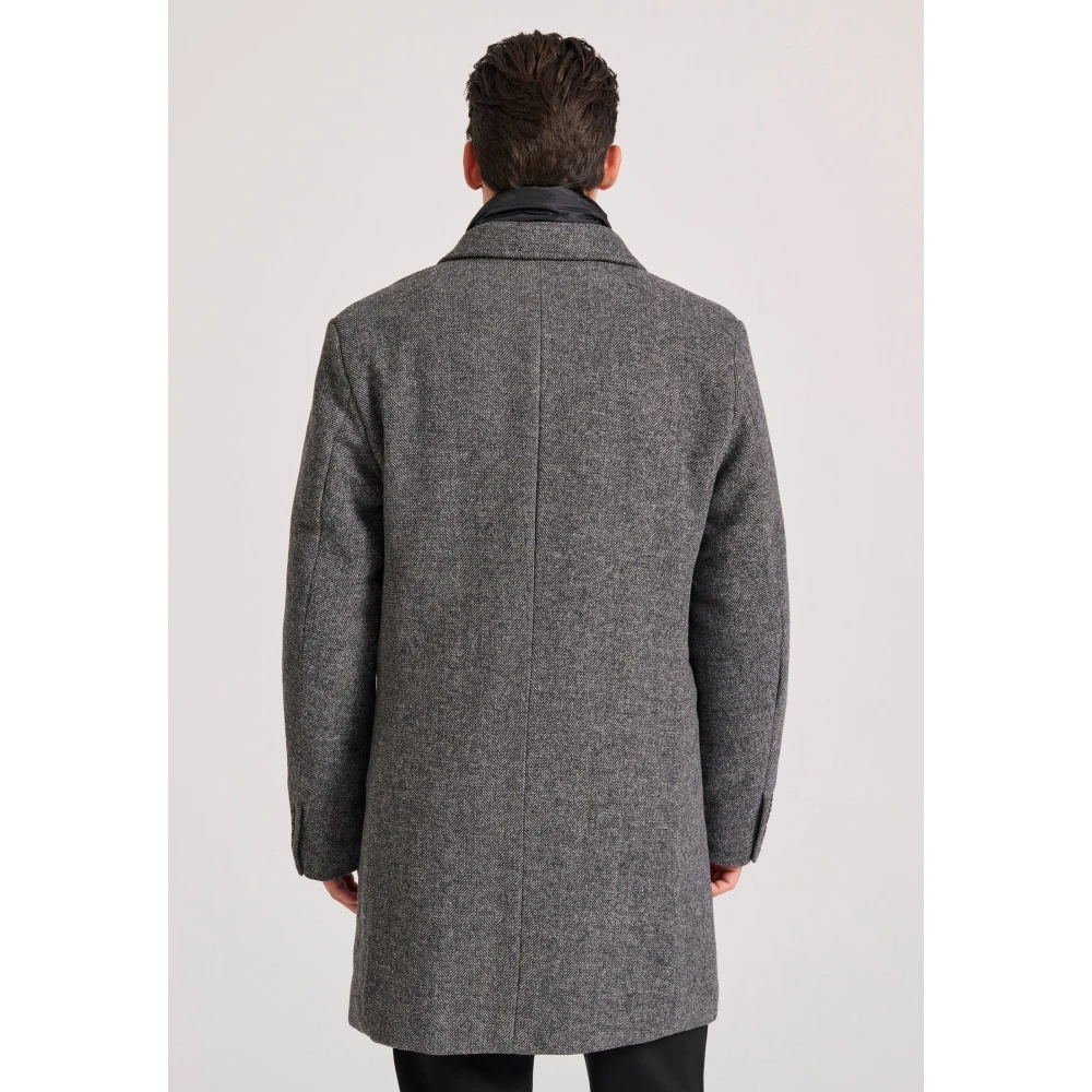 FUNKY BUDDHA Ανδρικό wool blend παλτό με εσωτερική επένδυση