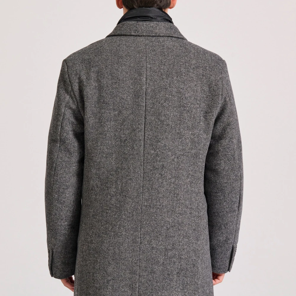 FUNKY BUDDHA Ανδρικό wool blend παλτό με εσωτερική επένδυση