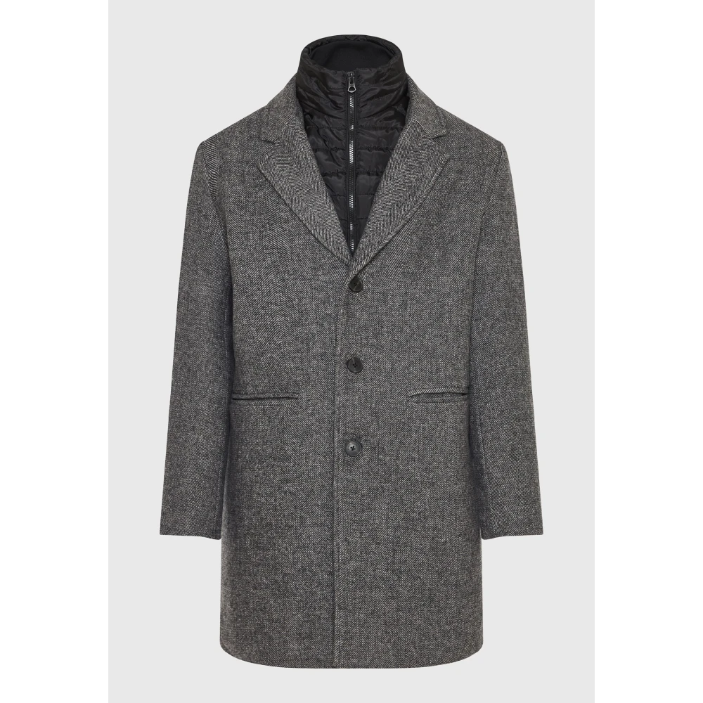FUNKY BUDDHA Ανδρικό wool blend παλτό με εσωτερική επένδυση