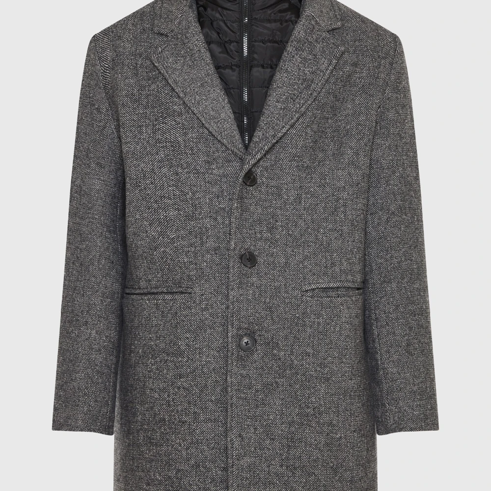 FUNKY BUDDHA Ανδρικό wool blend παλτό με εσωτερική επένδυση