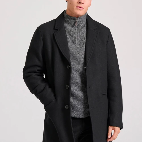 FUNKY BUDDHA Ανδρικό wool blend παλτό με εσωτερική επένδυση