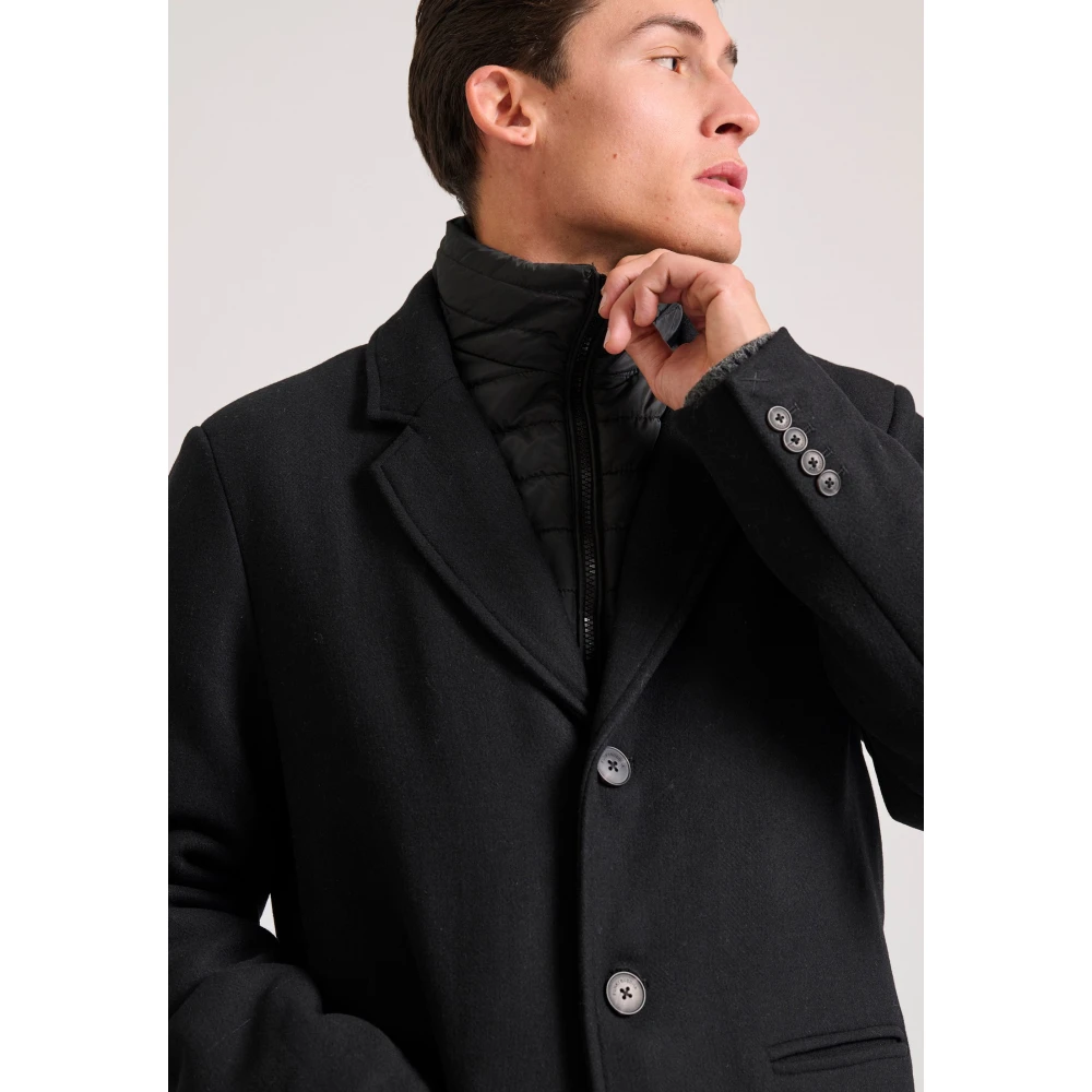 FUNKY BUDDHA Ανδρικό wool blend παλτό με εσωτερική επένδυση