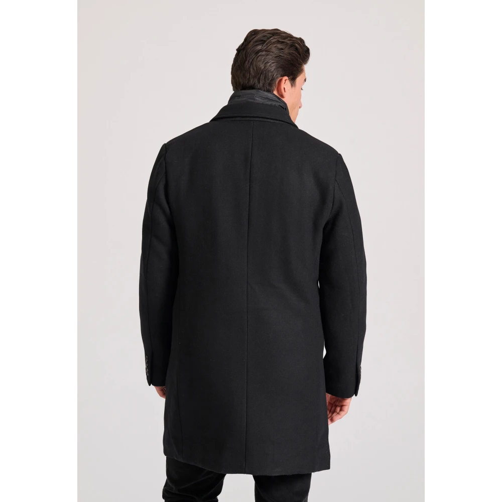 FUNKY BUDDHA Ανδρικό wool blend παλτό με εσωτερική επένδυση