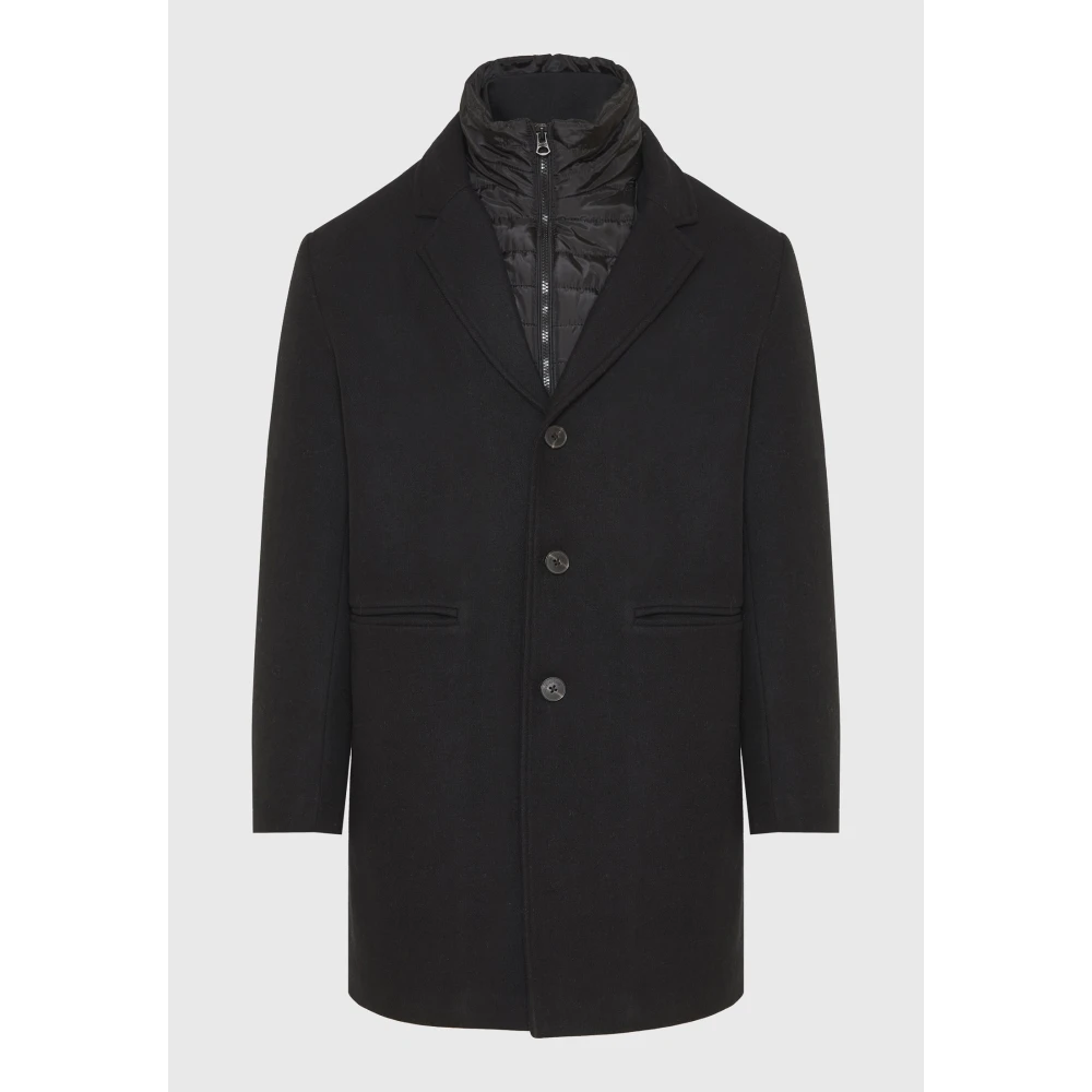 FUNKY BUDDHA Ανδρικό wool blend παλτό με εσωτερική επένδυση
