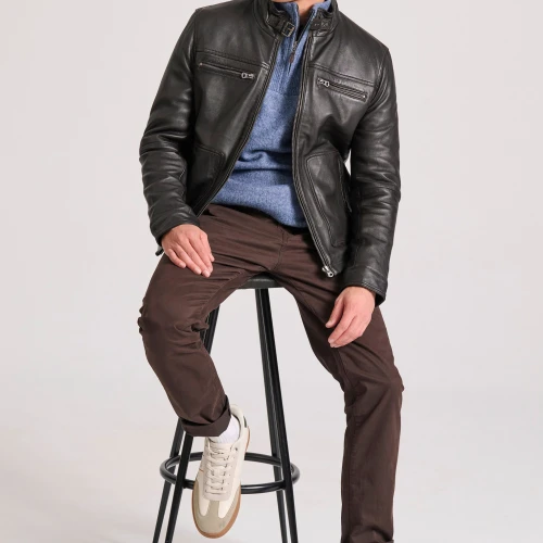 FUNKY BUDDHA Ανδρικό δερμάτινο jacket (Sheepskin)