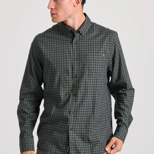 FUNKY BUDDHA Ανδρικό καρό πουκάμισο με τσέπη