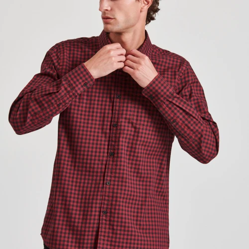 FUNKY BUDDHA Ανδρικό καρό πουκάμισο με τσέπη