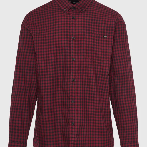 FUNKY BUDDHA Ανδρικό καρό πουκάμισο με τσέπη