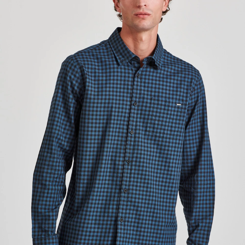 FUNKY BUDDHA Ανδρικό καρό πουκάμισο με τσέπη