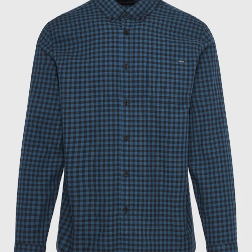 FUNKY BUDDHA Ανδρικό καρό πουκάμισο με τσέπη