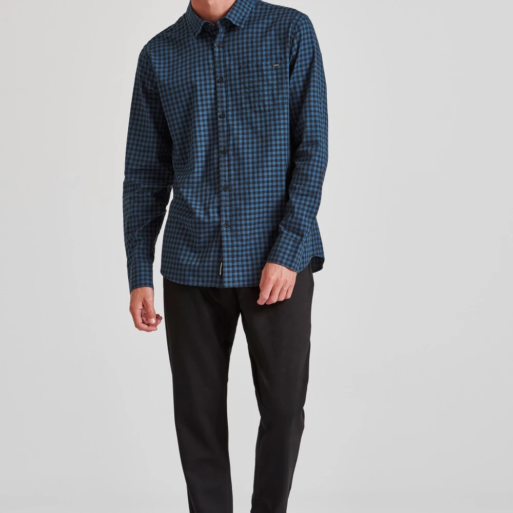 FUNKY BUDDHA Ανδρικό καρό πουκάμισο με τσέπη