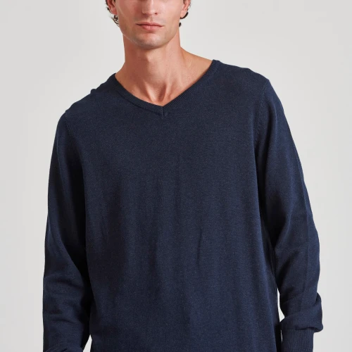 FUNKY BUDDHA Ανδρικό πουλόβερ με V λαιμόκοψη - The essentials