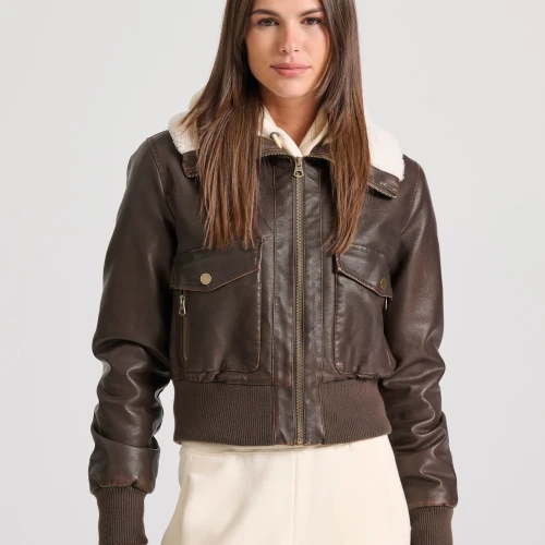 FUNKY BUDDHA Γυναικείο biker jacket από οικολογικό δέρμα (PU)