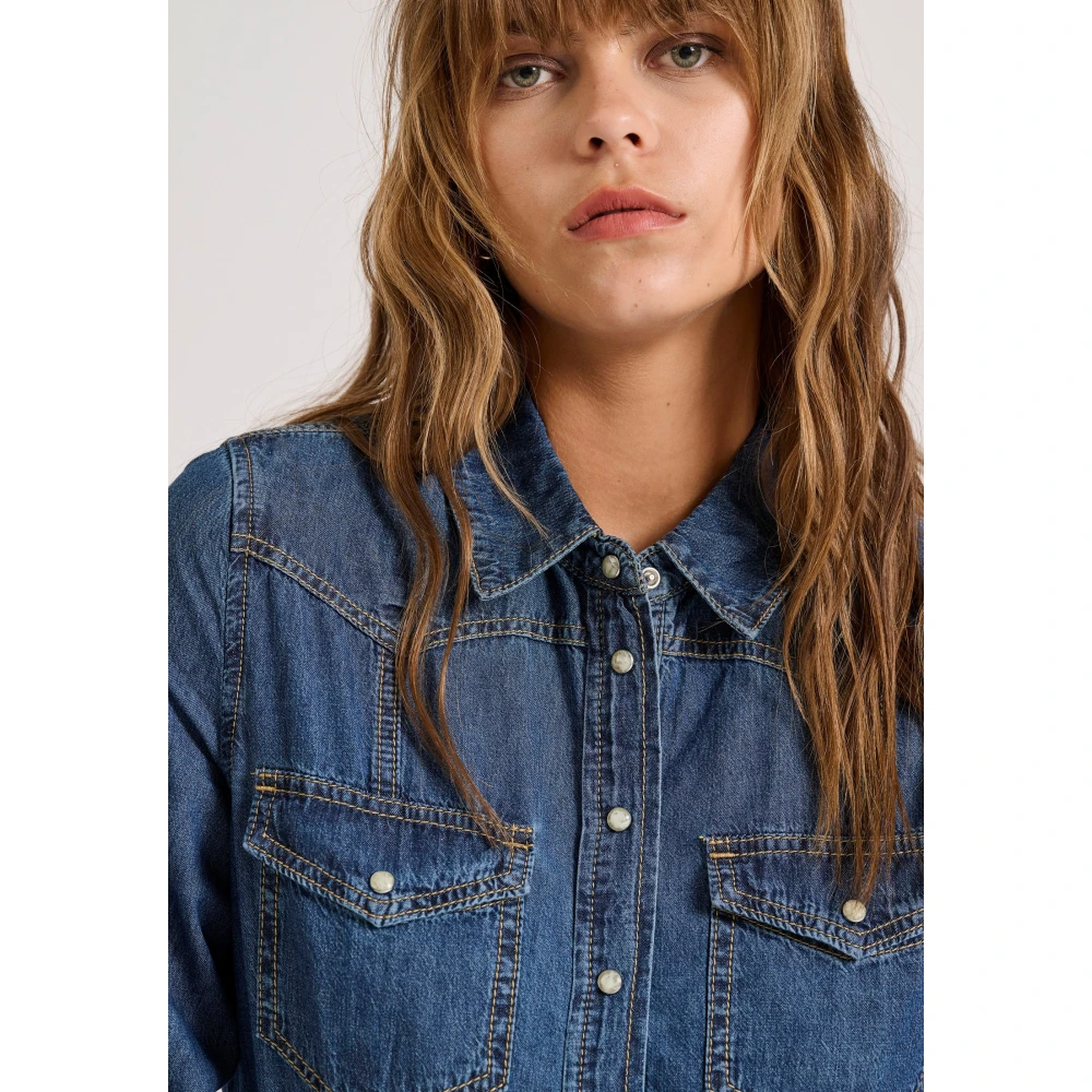 FUNKY BUDDHA Γυναικείο garment dyed τζιν πουκάμισο