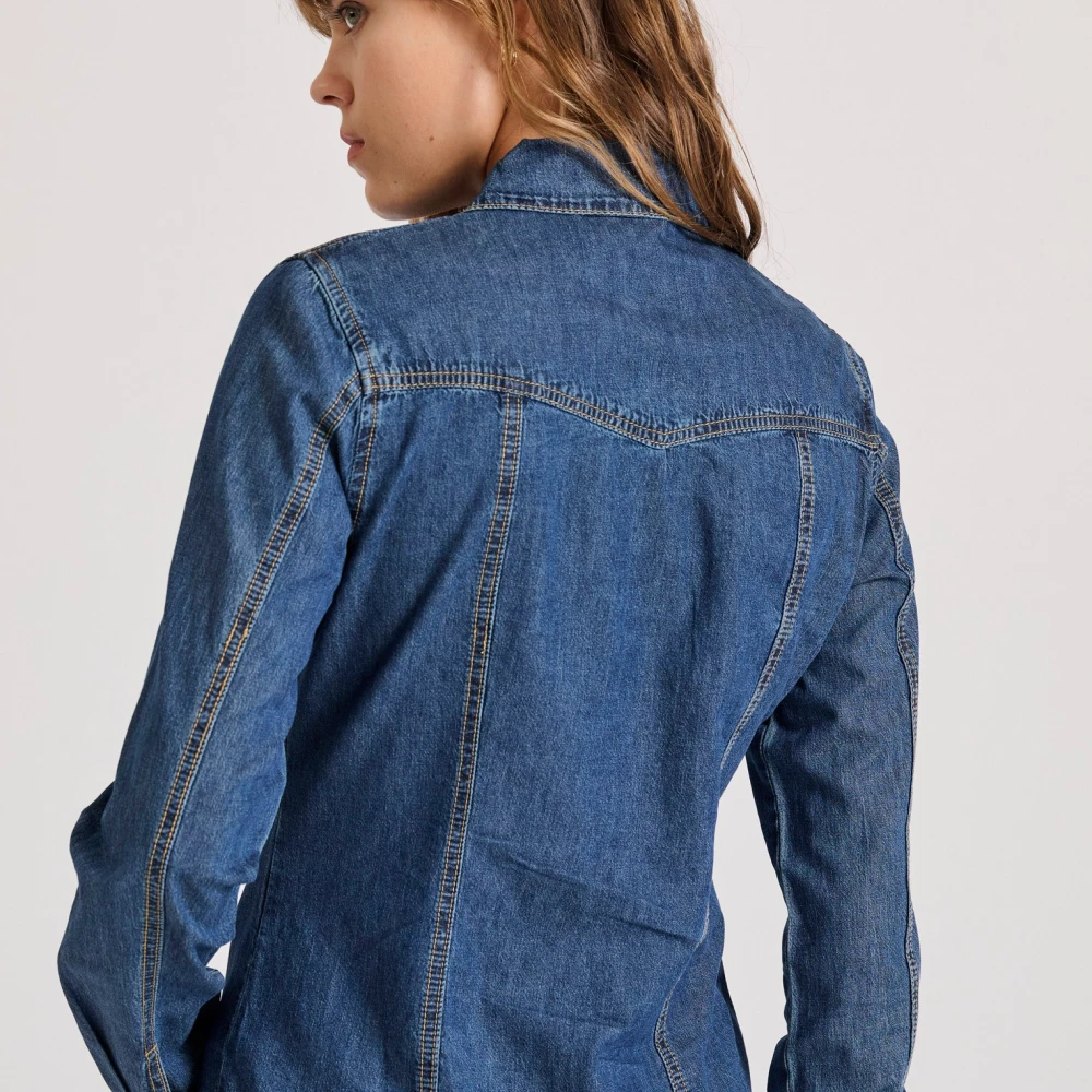 FUNKY BUDDHA Γυναικείο garment dyed τζιν πουκάμισο