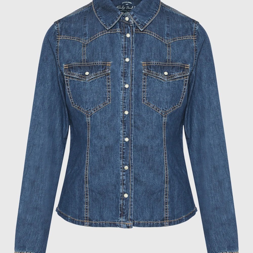 FUNKY BUDDHA Γυναικείο garment dyed τζιν πουκάμισο