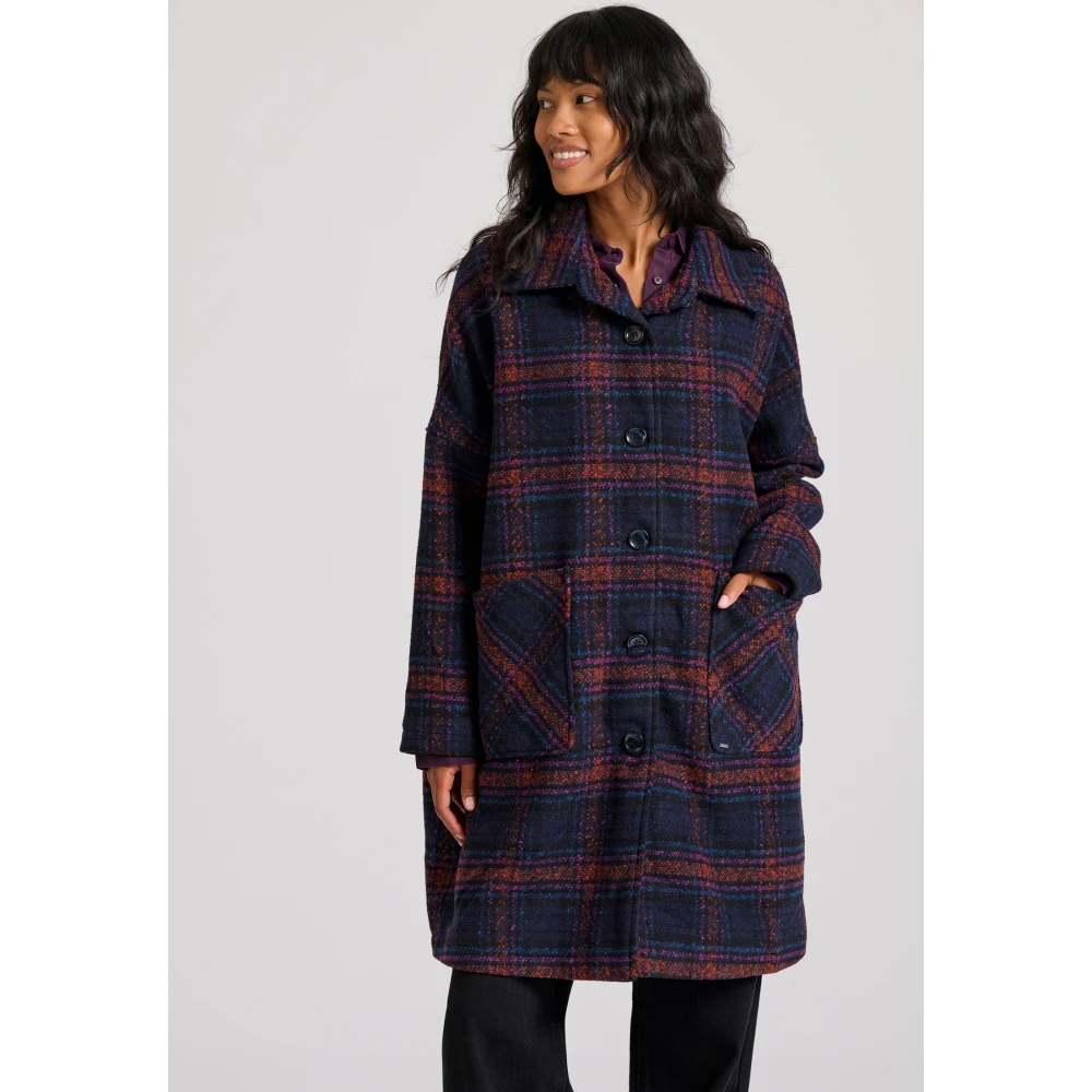 FUNKY BUDDHA Γυναικείο wool blend καρό παλτό