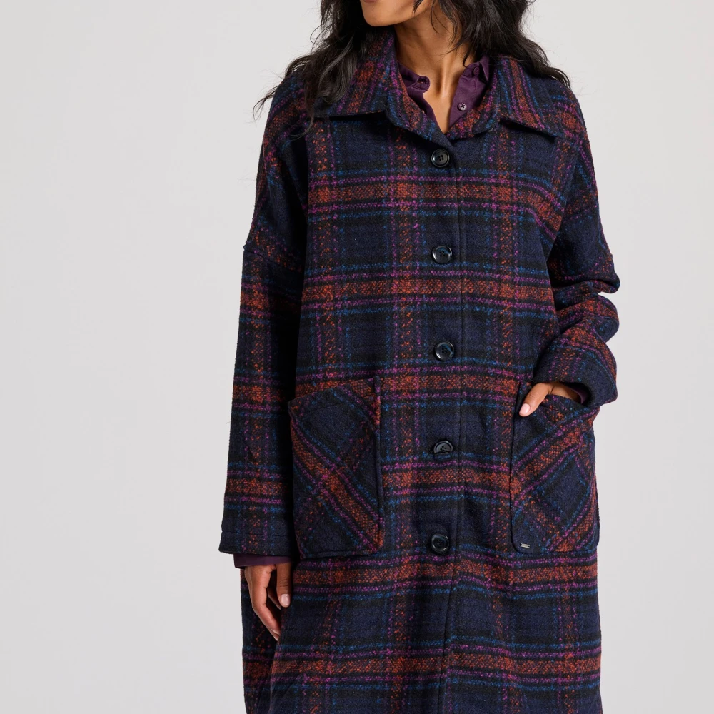 FUNKY BUDDHA Γυναικείο wool blend καρό παλτό