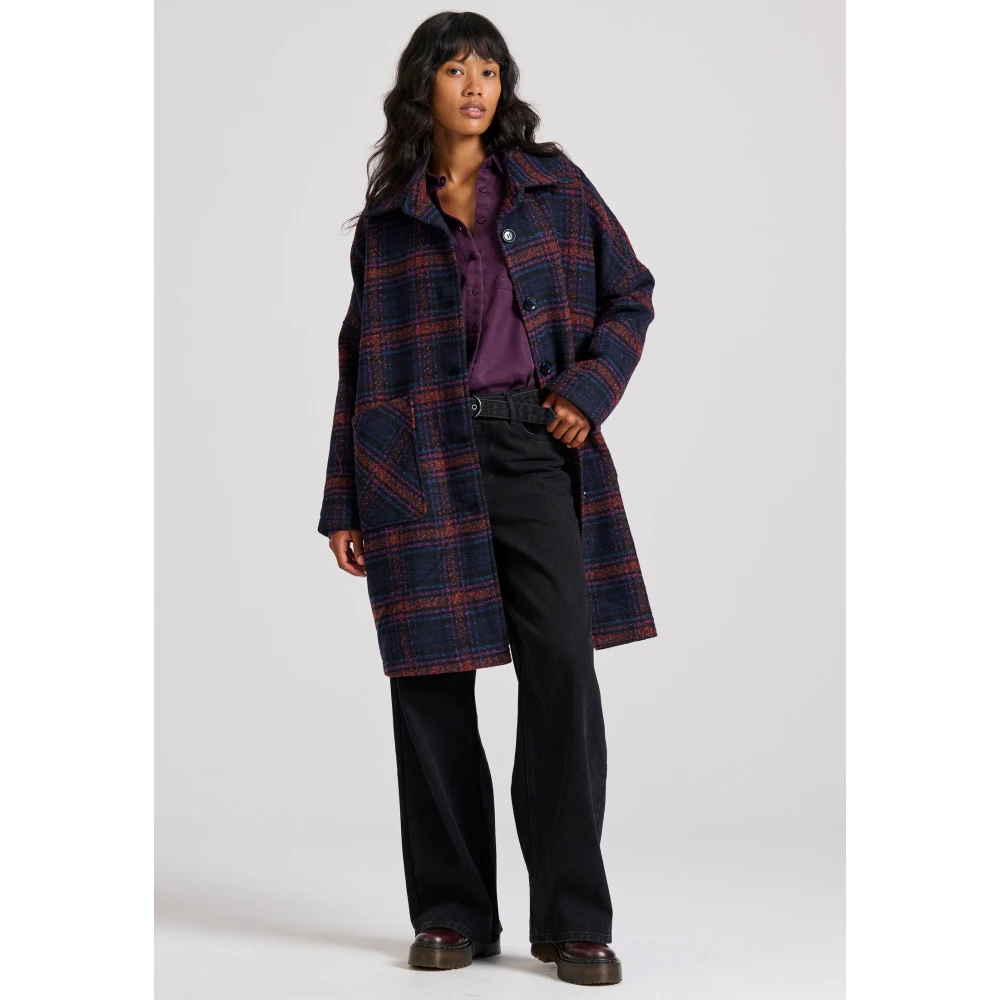 FUNKY BUDDHA Γυναικείο wool blend καρό παλτό