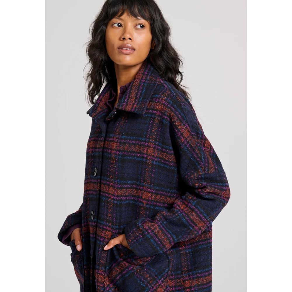 FUNKY BUDDHA Γυναικείο wool blend καρό παλτό