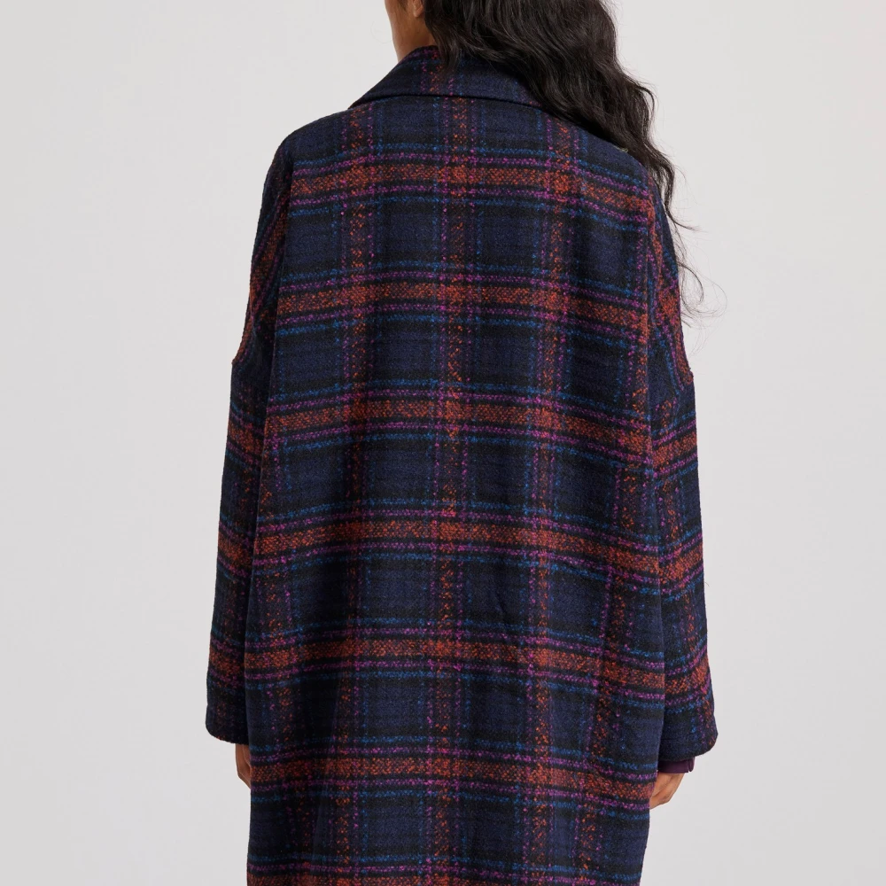 FUNKY BUDDHA Γυναικείο wool blend καρό παλτό