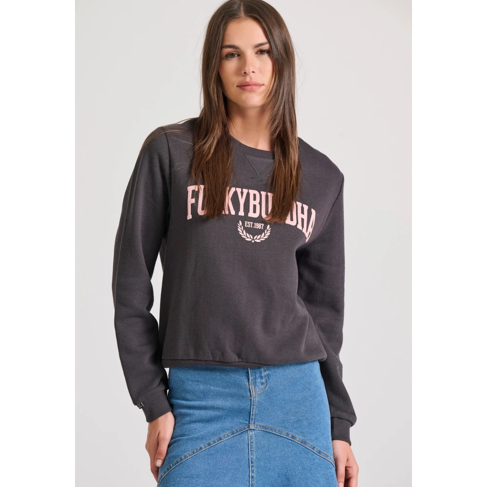 FUNKY BUDDHA Γυναικείο φούτερ με embossed τύπωμα στο στήθος