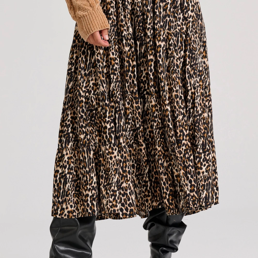 FUNKY BUDDHA Εμπριμέ μίντι φούστα με βολάν