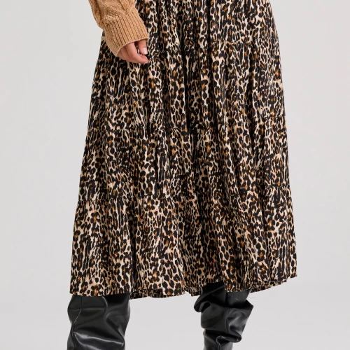 FUNKY BUDDHA Εμπριμέ μίντι φούστα με βολάν