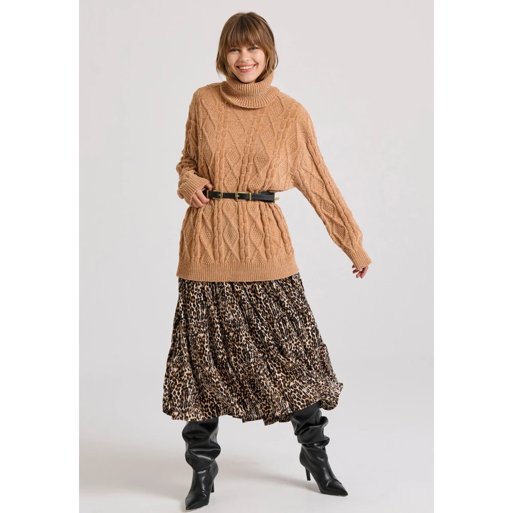 FUNKY BUDDHA Εμπριμέ μίντι φούστα με βολάν