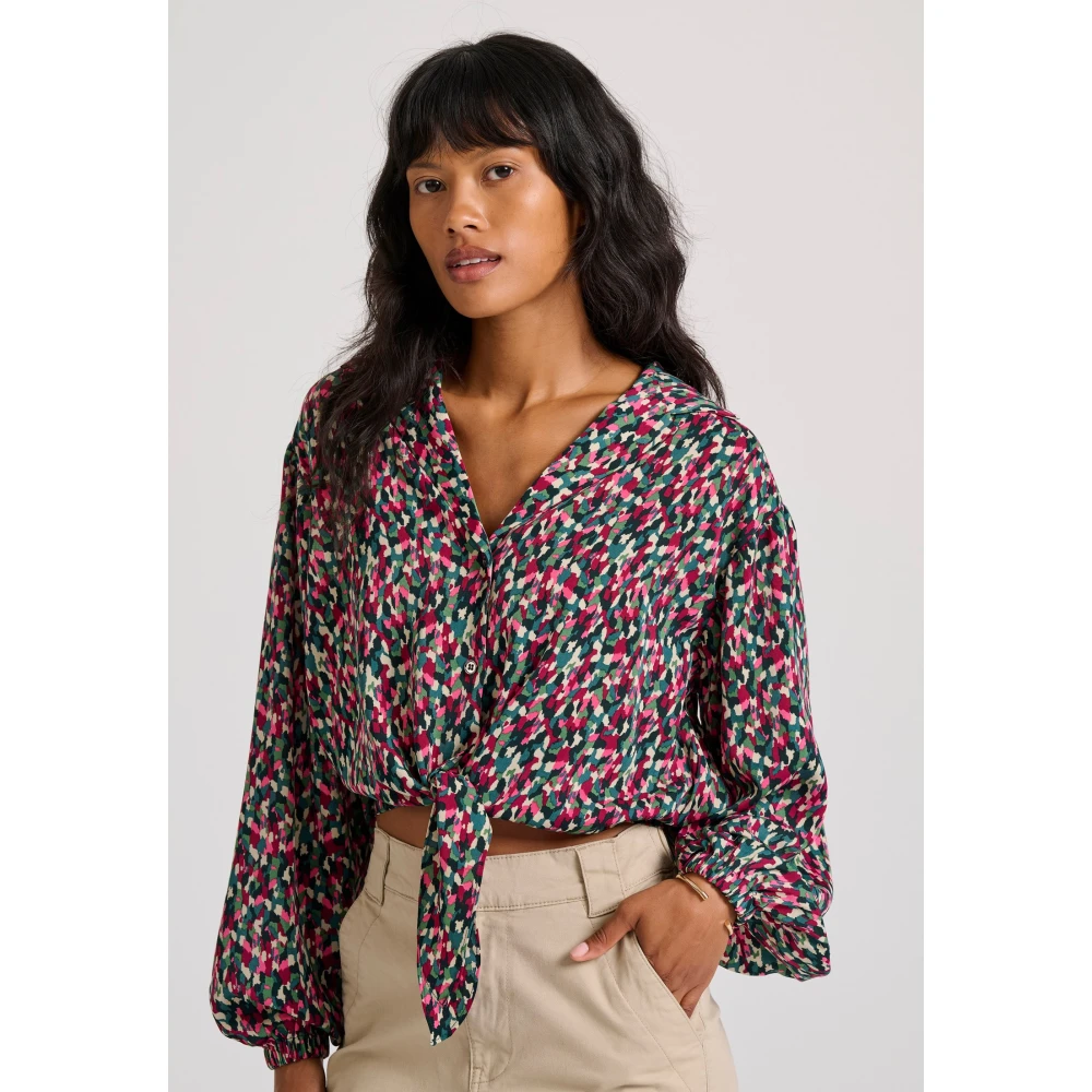 FUNKY BUDDHA Εμπριμέ πουκάμισο με μπροστινό δέσιμο με κόμπο