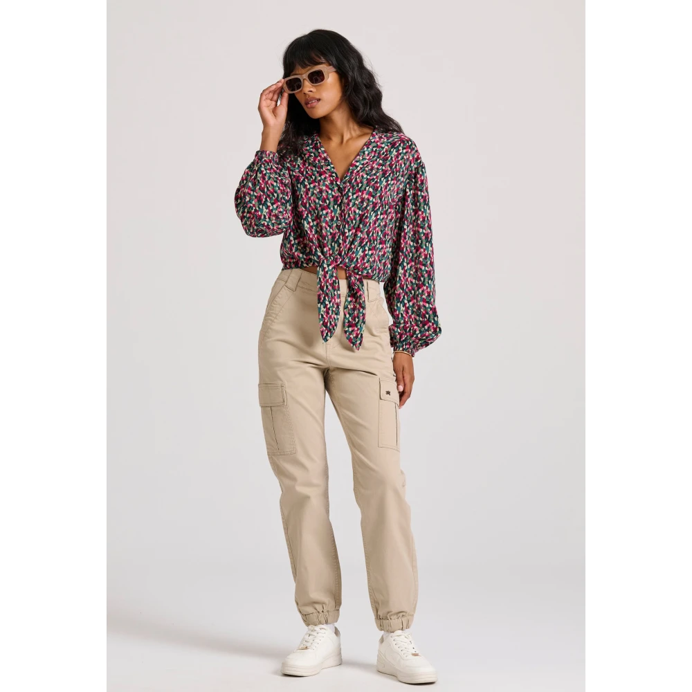 FUNKY BUDDHA Εμπριμέ πουκάμισο με μπροστινό δέσιμο με κόμπο