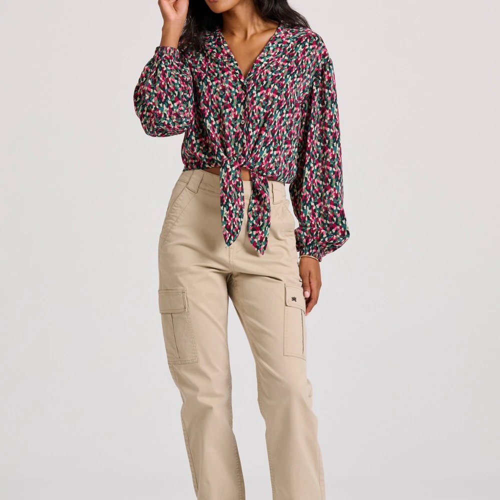 FUNKY BUDDHA Εμπριμέ πουκάμισο με μπροστινό δέσιμο με κόμπο