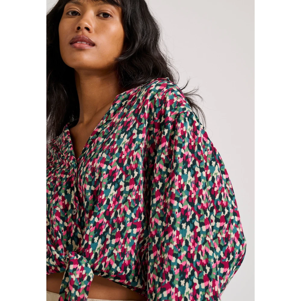 FUNKY BUDDHA Εμπριμέ πουκάμισο με μπροστινό δέσιμο με κόμπο