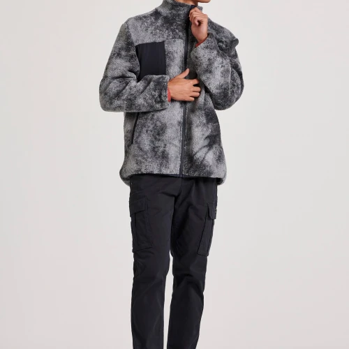 FUNKY BUDDHA Ζακέτα από οικολογική γούνα με patched τσέπες