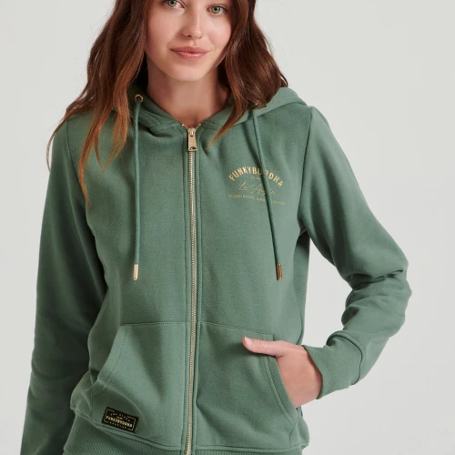 FUNKY BUDDHA Ζακέτα φούτερ με τύπωμα στο στήθος